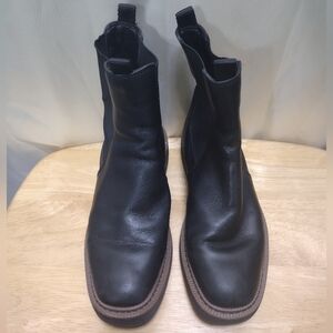 Sam Eldelman Black Laguna Chelsea Leather Slip On Ankle Boot Women Size 8 M